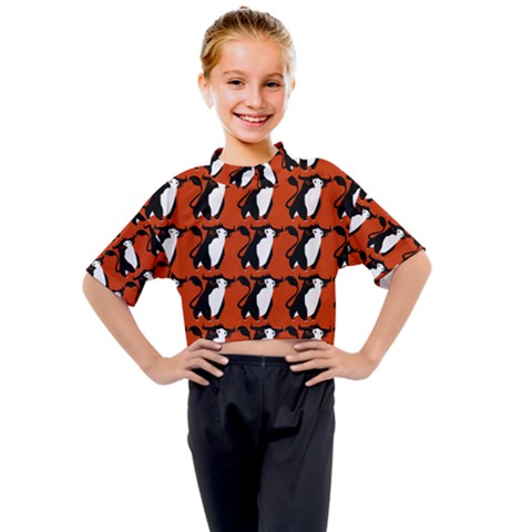  Bull In Comic Style Pattern - Mad Farming Animals Kids Mock Neck Tee by DinzDas