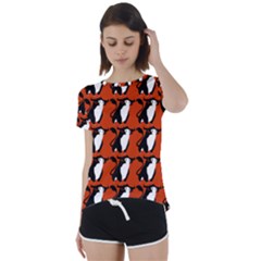  Bull In Comic Style Pattern - Mad Farming Animals Short Sleeve Foldover Tee by DinzDas