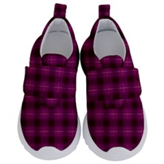 Dark Purple, Violet Tartan, Buffalo Plaid Like Pattern Kids  Velcro No Lace Shoes by Casemiro