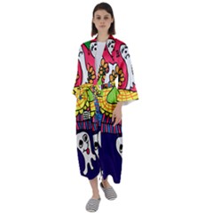 Circus Ghosts Digital Maxi Satin Kimono by snowwhitegirl