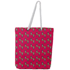 Headphones Girl Pink Red Full Print Rope Handle Tote (large) by snowwhitegirl