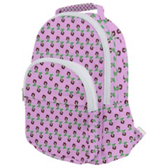 Headphones Girl Pink Rounded Multi Pocket Backpack