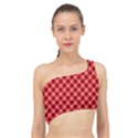 Three color tartan, red grey, black buffalo plaid theme Spliced Up Bikini Top  View1