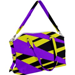 Abstract Triangles, Three Color Dotted Pattern, Purple, Yellow, Black In Saturated Colors Canvas Crossbody Bag by Casemiro