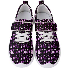 Purple, Pink Bokeh Dots, Asymmetric Polka Dot With Modern Twist Men s Velcro Strap Shoes by Casemiro