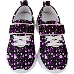 Purple, Pink Bokeh Dots, Asymmetric Polka Dot With Modern Twist Kids  Velcro Strap Shoes by Casemiro