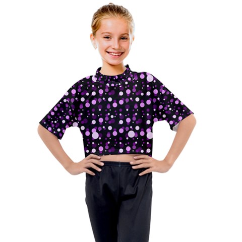 Purple, Pink Bokeh Dots, Asymmetric Polka Dot With Modern Twist Kids Mock Neck Tee by Casemiro