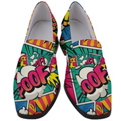 Comic Colorful Seamless Pattern Women s Chunky Heel Loafers by Amaryn4rt