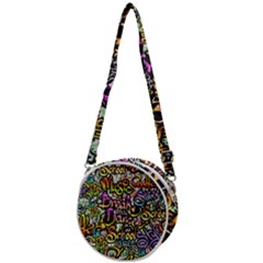 Graffiti Word Seamless Pattern Crossbody Circle Bag by Amaryn4rt