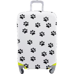 Dog Paws Pattern, Black And White Vector Illustration, Animal Love Theme Luggage Cover (large) by Casemiro