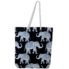 Elephant-pattern-background Full Print Rope Handle Tote (large) by Sobalvarro