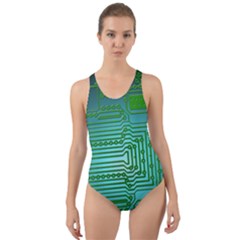 Cross Crossing Crosswalk Line Walk Cut-out Back One Piece Swimsuit