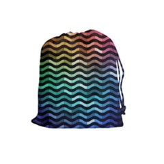 Digital Waves Drawstring Pouch (large)