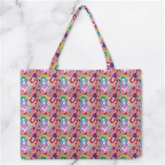 Blue Haired Girl Pattern Pink Zipper Medium Tote Bag by snowwhitegirl