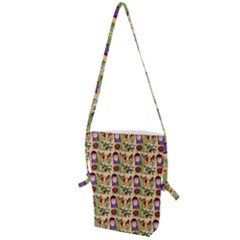 Purple Glasses Girl Pattern Peach Folding Shoulder Bag by snowwhitegirl