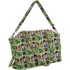 Purple Glasses Girl Pattern Green Canvas Crossbody Bag by snowwhitegirl