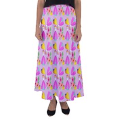 Girl With Hood Cape Heart Lemon Pattern Lilac Flared Maxi Skirt by snowwhitegirl