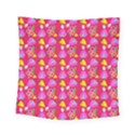 Girl With Hood Cape Heart Lemon Pattern Pink Square Tapestry (Small) View1