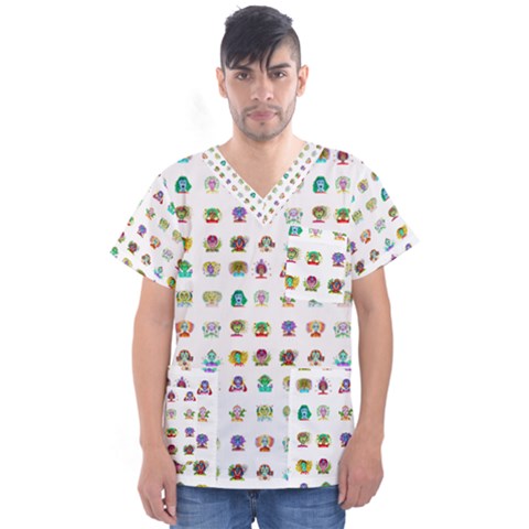 All The Aliens Teeny Men s V-neck Scrub Top by ArtByAng