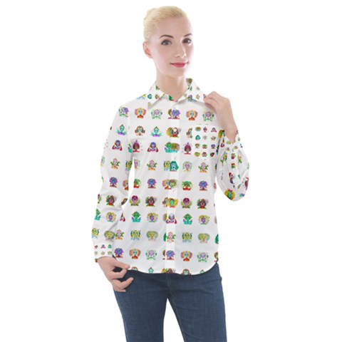 All The Aliens Teeny Women s Long Sleeve Pocket Shirt by ArtByAng