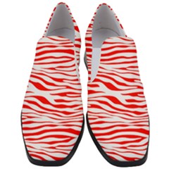 Red And White Zebra Women Slip On Heel Loafers