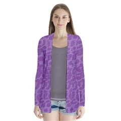 Purple Big Cat Pattern Drape Collar Cardigan by Angelandspot