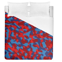 Red And Blue Camouflage Pattern Duvet Cover (queen Size) by SpinnyChairDesigns