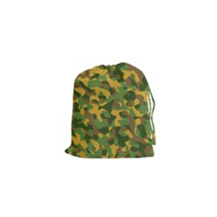 Yellow Green Brown Camouflage Drawstring Pouch (xs) by SpinnyChairDesigns