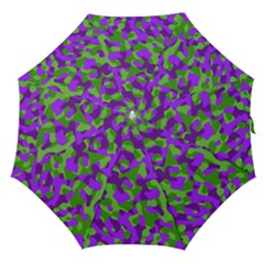 Purple And Green Camouflage Straight Umbrellas by SpinnyChairDesigns