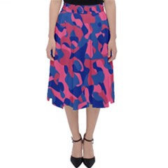 Blue And Pink Camouflage Pattern Classic Midi Skirt by SpinnyChairDesigns