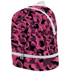 Black And Pink Camouflage Pattern Zip Bottom Backpack by SpinnyChairDesigns