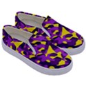 Purple and Yellow Camouflage Pattern Kids  Canvas Slip Ons View3