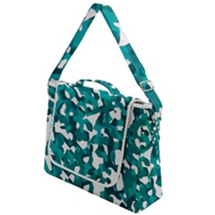 Teal And White Camouflage Pattern Box Up Messenger Bag by SpinnyChairDesigns