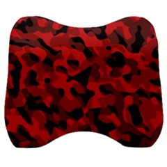 Red And Black Camouflage Pattern Velour Head Support Cushion by SpinnyChairDesigns