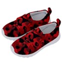 Red and Black Camouflage Pattern Kids  Velcro No Lace Shoes View2