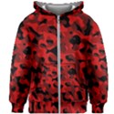 Red and Black Camouflage Pattern Kids  Zipper Hoodie Without Drawstring View1