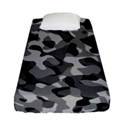 Grey And Black Camouflage Pattern Fitted Sheet (single Size) by SpinnyChairDesigns