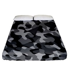 Grey And Black Camouflage Pattern Fitted Sheet (queen Size) by SpinnyChairDesigns