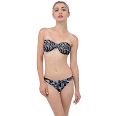 Grey And Black Camouflage Pattern Classic Bandeau Bikini Set