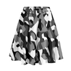 Black And White Camouflage Pattern High Waist Skirt by SpinnyChairDesigns