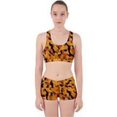 Orange And Black Camouflage Pattern Work It Out Gym Set by SpinnyChairDesigns