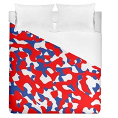 Red White Blue Camouflage Pattern Duvet Cover (queen Size) by SpinnyChairDesigns