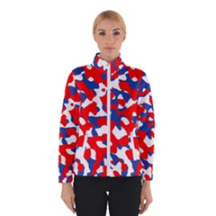 Red White Blue Camouflage Pattern Winter Jacket by SpinnyChairDesigns