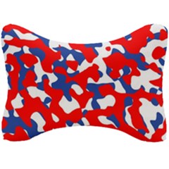 Red White Blue Camouflage Pattern Seat Head Rest Cushion by SpinnyChairDesigns