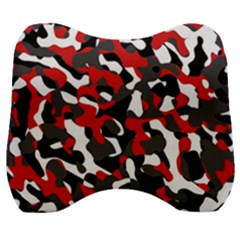 Black Red White Camouflage Pattern Velour Head Support Cushion by SpinnyChairDesigns