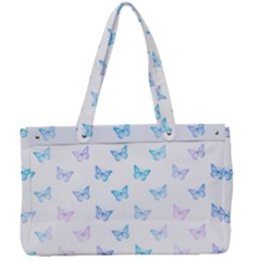 Light Blue Pink Butterflies Pattern Canvas Work Bag by SpinnyChairDesigns