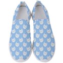 Cute Cat Faces White and Blue  Men s Slip On Sneakers View1