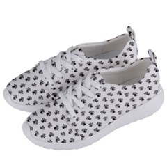 Cat Dog Animal Paw Prints Pattern Black And White Women s Lightweight Sports Shoes by SpinnyChairDesigns