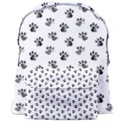 Cat Dog Animal Paw Prints Pattern Black And White Giant Full Print Backpack by SpinnyChairDesigns