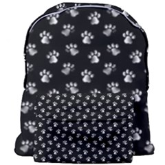 Cat Dog Animal Paw Prints Black And White Giant Full Print Backpack by SpinnyChairDesigns